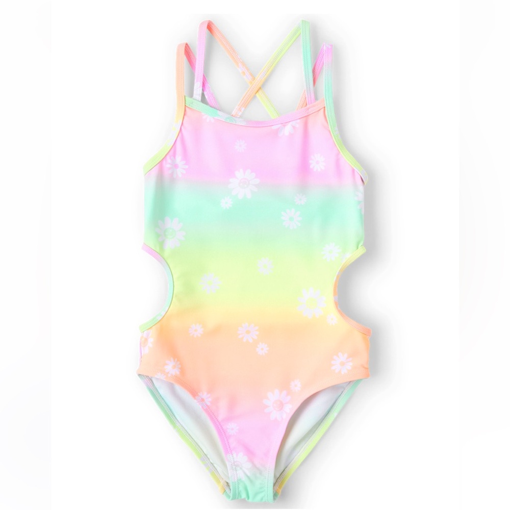 The Children’s Place Girls Rainbow Daisy Cutout One Piece Swimsuit 7/8